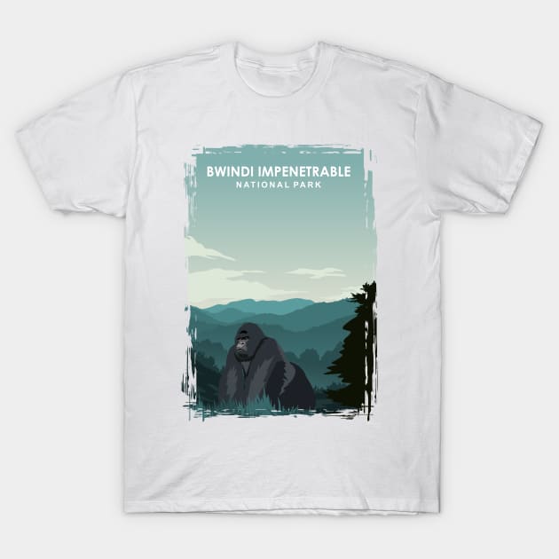 Bwindi Impenetrable National Park Africa Uganda Travel Poster T-Shirt by jornvanhezik